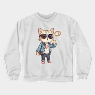 A cute kitty wearing street fashion Crewneck Sweatshirt